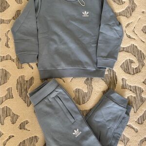 Adidas Kids Pale Blue Sweat Shirt and Pants set - Size 2XS
